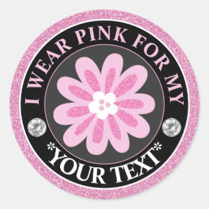 Borstkankerbewustzijn Ik draag Roze Voor Ronde Sticker
