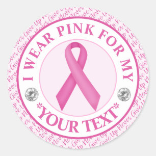 Borstkankerbewustzijn Ik draag Roze Voor Ronde Sticker