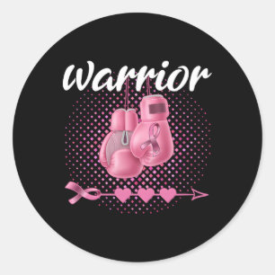 Borstkankerbewustzijn K Bokshandschoenen Warrior Ronde Sticker