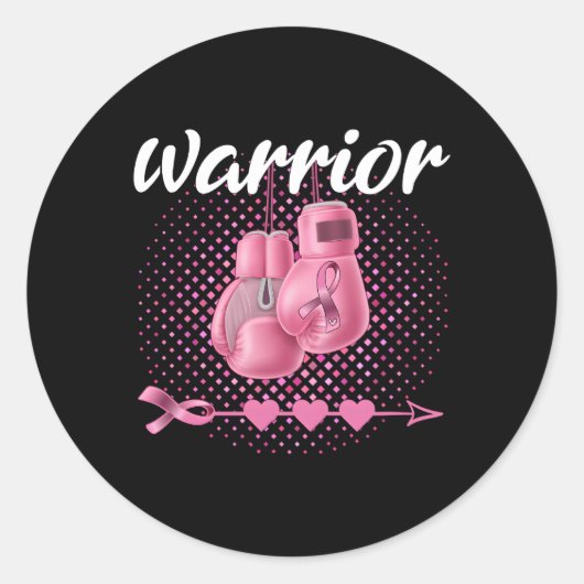 Borstkankerbewustzijn K Bokshandschoenen Warrior Ronde Sticker (Voorkant)