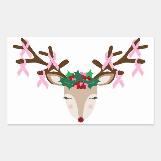 Borstkankerbewustzijn Kerst stickers rendieren (Voorkant)