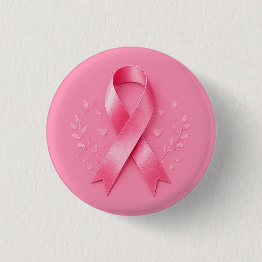 Borstkankerbewustzijn met Roze Lint Ronde Button 3,2 Cm (Voorkant)