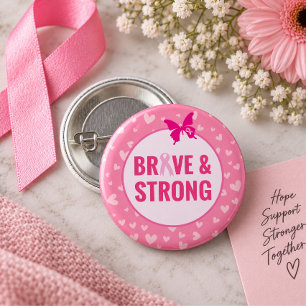 Borstkankerbewustzijn met Roze Lint Ronde Button 3,2 Cm