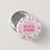 Borstkankerbewustzijn met Roze Lint Ronde Button 3,2 Cm (Voorkant /achterkant)