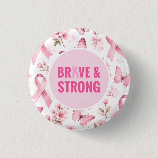 Borstkankerbewustzijn met Roze Lint Ronde Button 3,2 Cm (Voorkant)