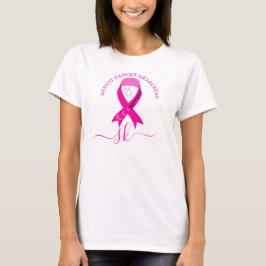 Borstkankerbewustzijn Monogram roze lint T-shirt