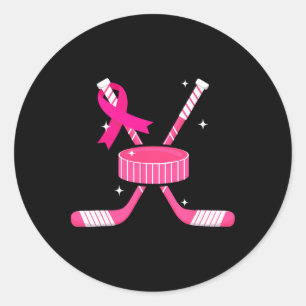 Borstkankerbewustzijn Overlevenden IJshockey Roze Ronde Sticker