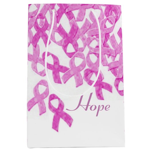 Borstkankerbewustzijn Pink Velvet Ribbon Bag 2 Medium Cadeauzakje (Voorkant)