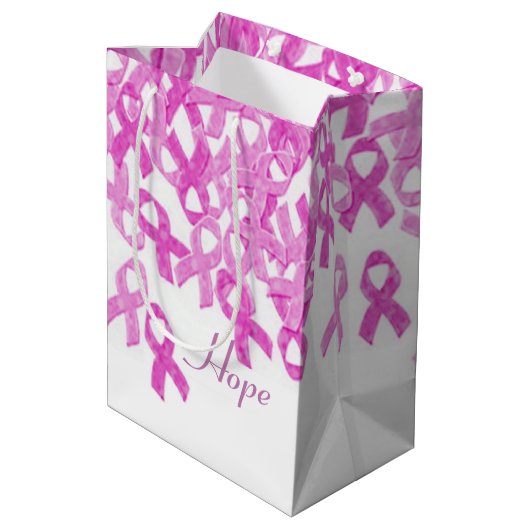 Borstkankerbewustzijn Pink Velvet Ribbon Bag 2 Medium Cadeauzakje (Achterkant Gekanteld)