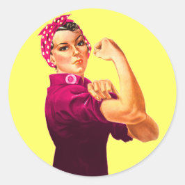 Borstkankerbewustzijn Rosie The Riveter Ronde Sticker