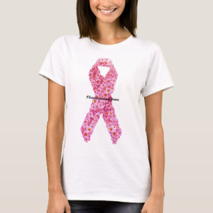 #borstkankerbewustzijn Roze Bloemenlint Steun T-shirt