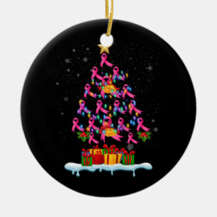 Borstkankerbewustzijn Roze Familie Matching Chris Keramisch Ornament