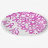 Borstkankerbewustzijn Roze fluweel lint Borden Papieren Bordje (Gekanteld)