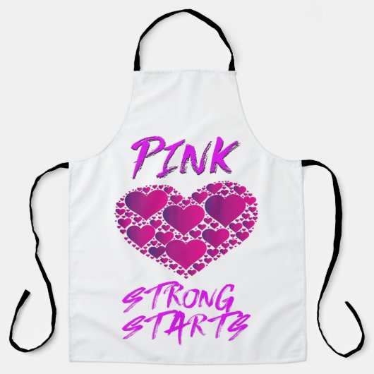 Borstkankerbewustzijn: roze harten, sterke start schort (Voorkant)