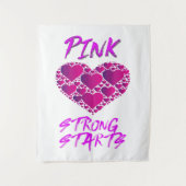 Borstkankerbewustzijn: roze harten, sterke start wandkleed (Voorkant)