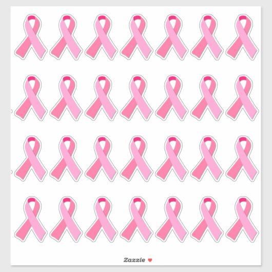 Borstkankerbewustzijn roze lint x 28 sticker (Vel)