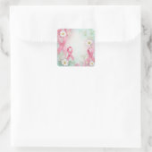 Borstkankerbewustzijn Roze linten en margrieten Vierkante Sticker (Tas)
