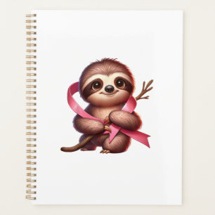 Borstkankerbewustzijn Schattige Luiaard Roze Lint Planner