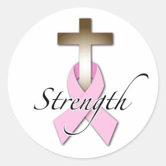 borstkankerbewustzijn sterkte ronde sticker (Voorkant)