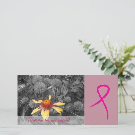 Borstkankerbewustzijn Steun 3 Fotokaart Bedankkaart (Staand voorkant)