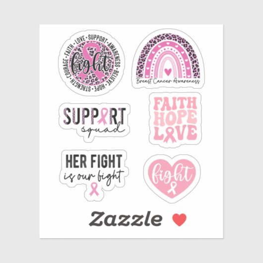 Borstkankerbewustzijn Sticker Pack Roze lint (Vel)