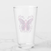 Borstkankerbewustzijn vlinder bloemgrens glas (Achterkant)