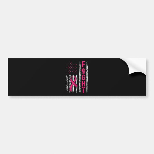 Borstkankerbewustzijn VS-vlag Bumpersticker (Voorkant)