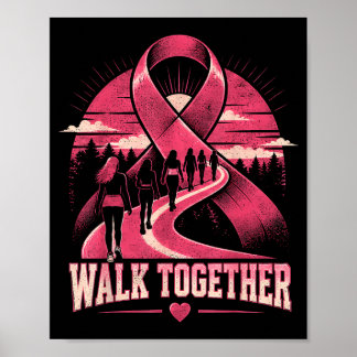 Borstkankerbewustzijn Wandel Samen Roze Lint Poster