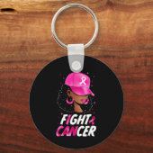 Borstkankerbewustzijn Zwarte Vrouwen Warrior Onder Sleutelhanger (Voorkant)