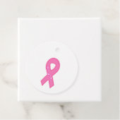 Borstkankerbewustzijnslint met bloem bedankjes labels (In situ)