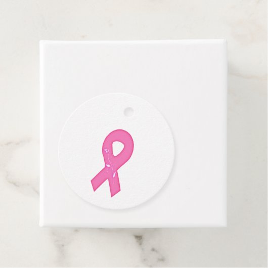 Borstkankerbewustzijnslint met bloem bedankjes labels (In situ)