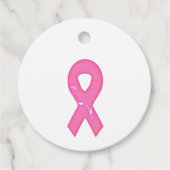 Borstkankerbewustzijnslint met bloem bedankjes labels (Voorkant)