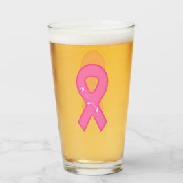 Borstkankerbewustzijnslint met bloem glas