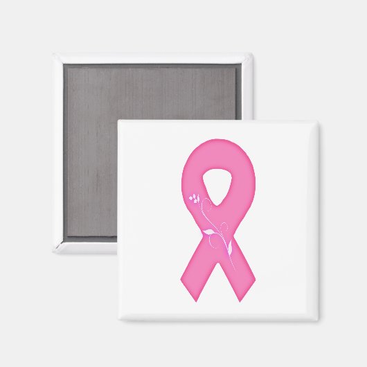 Borstkankerbewustzijnslint met bloem magneet (Voorkant / Achterkant)