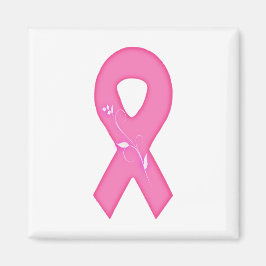 Borstkankerbewustzijnslint met bloem magneet