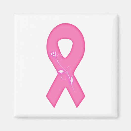 Borstkankerbewustzijnslint met bloem magneet (Voorkant)