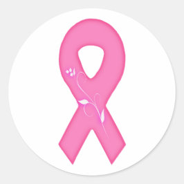 Borstkankerbewustzijnslint met bloem ronde sticker