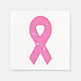 Borstkankerbewustzijnslint met bloem servet