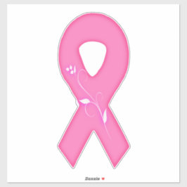 Borstkankerbewustzijnslint met bloem sticker