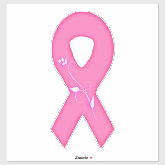 Borstkankerbewustzijnslint met bloem sticker (Vel)