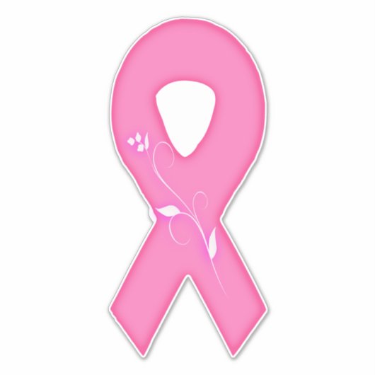 Borstkankerbewustzijnslint met bloem sticker (Voorkant)