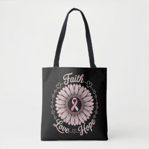 Borstkankerbewustzijnsmaand geloof hoop genezing tote bag