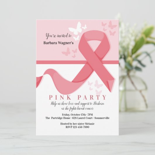 Borstkankerlint en vlinders kaart (Staand voorkant)