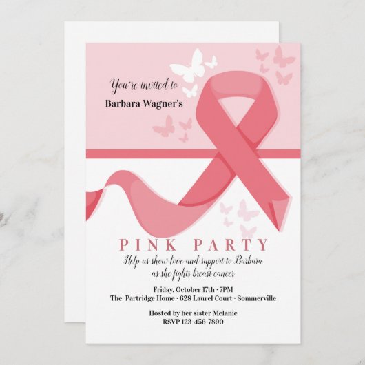 Borstkankerlint en vlinders kaart (Voorkant / Achterkant)