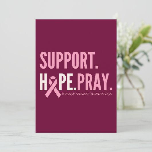 borstkankersteun hoop bidden Uitnodiging Kaart (Staand voorkant)