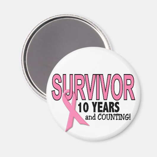BORSTKANKERSURVIVOR 10 jaar & tellen Magneet (Voorkant / Achterkant)