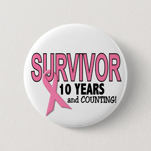 BORSTKANKERSURVIVOR 10 jaar & tellen Ronde Button 5,7 Cm (Voorkant)