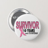 BORSTKANKERSURVIVOR 10 jaar & tellen Ronde Button 5,7 Cm (Voorkant /achterkant)