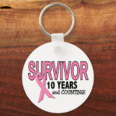BORSTKANKERSURVIVOR 10 jaar & tellen Sleutelhanger (Voorkant)