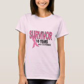 BORSTKANKERSURVIVOR 10 jaar & tellen T-shirt (Voorkant)